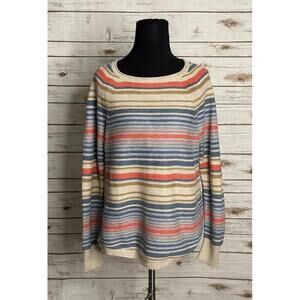 L.L. Bean textured multicolored striped long sleeve pullover sweater Size XS